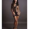 Shots Le Desir Net Contrast Mini Dress Black O/S