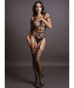 Shots Le Desir Shredded Bodystocking Black O/S