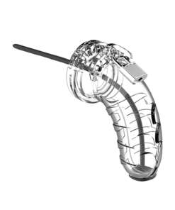 Shots Man Cage 4.5" w/Silicone Urethral Sounding - Clear