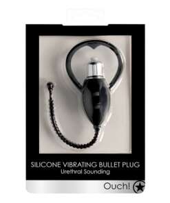 Shots Ouch Urethral Sounding Vibrating Bullet Plug - Black