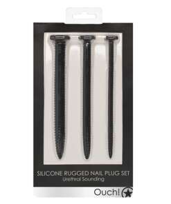 Shots Ouch Urethral Sounding Silicone Screw Plug Set - Black