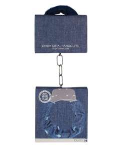 Shots Ouch Denim Metal Handcuffs - Blue