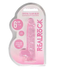 Shots RealRock Realistic Crystal Clear 6" Dildo w/Balls - Pink
