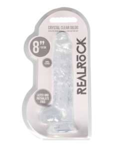 Shots RealRock Realistic Crystal Clear 8" Dildo w/Balls - Transparent Clear