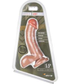 Major Dick Curved w/Balls & Suction Cup Army - Caramel