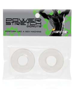 Ignite Power Stretch Donut Cock Ring - Clear Pack of 2