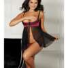 Shelf Bra & Front Fly Away Babydoll Cerise/Black LG