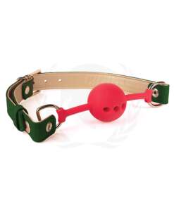 Spartacus Silicone Ball Gag w/Green Gold PU Straps - 46 mm