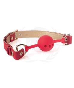 Spartacus Silicone Ball Gag w/Red Gold PU Straps - 46 mm