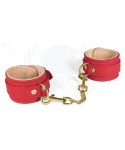 Spartacus PU Ankle Cuffs w/Plush Lining - Red