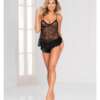 Floral Lace Cami & Cheeky Satin Short Black LG