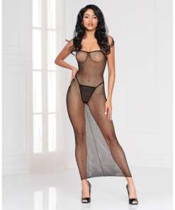 Industrial Net Dress w/Spaghetti Straps Black O/S