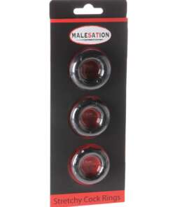 MALESATION Stretchy Cock Rings - Pack of 3 Black