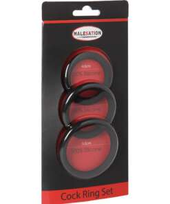 MALESATION Cock Ring Set - Pack of 3 Black