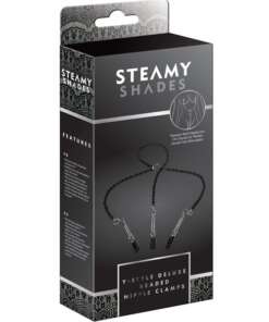 Steamy Shades Y-Style Deluxe Beaded Nipple Clamps - Black/Silver