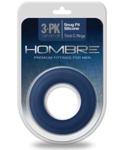 Hombre Snug Fit Silicone Thick C Rings - Navy Pack of 3