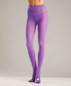 Opaque Nylon Pantyhose Purple O/S