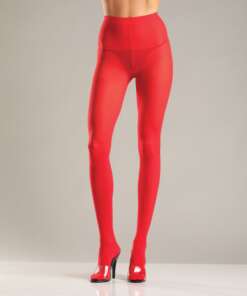 Opaque Nylon Pantyhose Red O/S