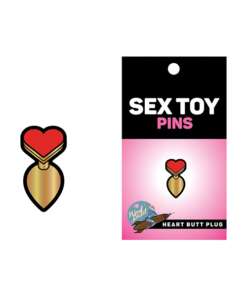 Wood Rocket Sex Toy Heart Butt Plug Pin - Red/Gold
