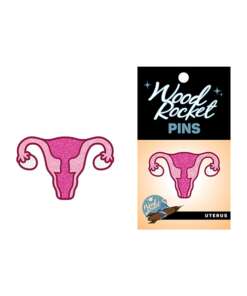Wood Rocket Uterus Large Pin - Pink
