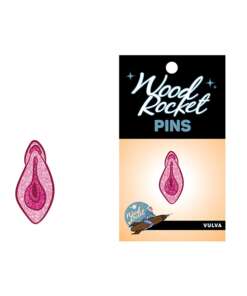Wood Rocket Vulva Large Pin - Pink