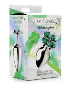Booty Sparks Lucky Clover Gem Anal Plug Medium - Silver
