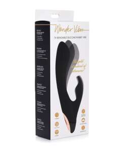 Wonder Vibes 7x Bendable Silicone Rabbit Vibe  - Black