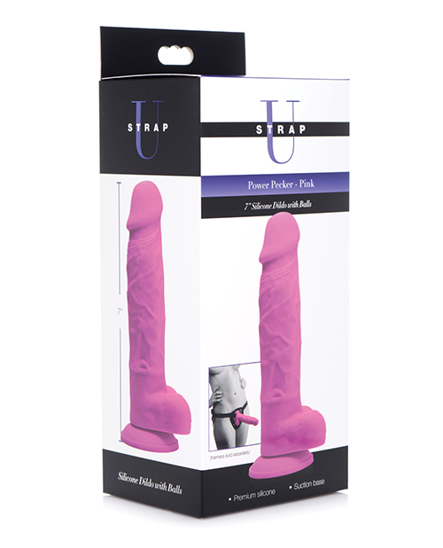 Strap-U SU Silicone Dildo w/Balls - Pink