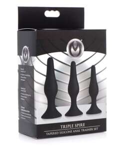 Master Series Triple Tapered Silicone Anal Trainer - Black Set of 3