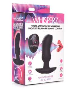 Whisperz Voice Activated 10x Vibrating Prostate Plug w/Remote Control - Black