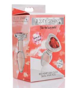 Booty Sparks Red Heart Gem Glass Anal Plug - Small