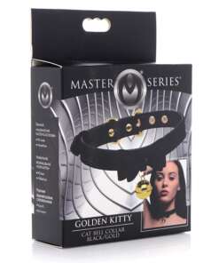 Master Series Golden Kitty Cat Bell Collar - Black/Gold