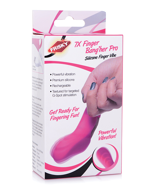 Frisky 7x Finger Bang'her Pro Silicone Rechargeable Finger Vibrator - Pink