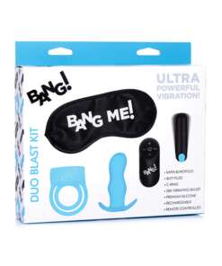 Bang! Duo Blast Remote Control Cock Ring & Butt Plug Vibe Kit - Blue
