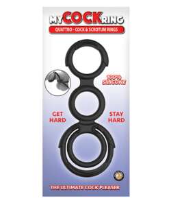My Cock Ring Quattro Cock & Scrotum Rings - Black