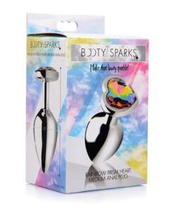 Booty Sparks Rainbow Prism Heart Anal Plug  - Medium